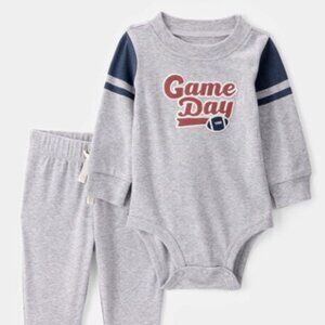 NWT Carter’s Baby Boy 2-Piece Game Day Outfit Set 6 Months NWT Gray Football